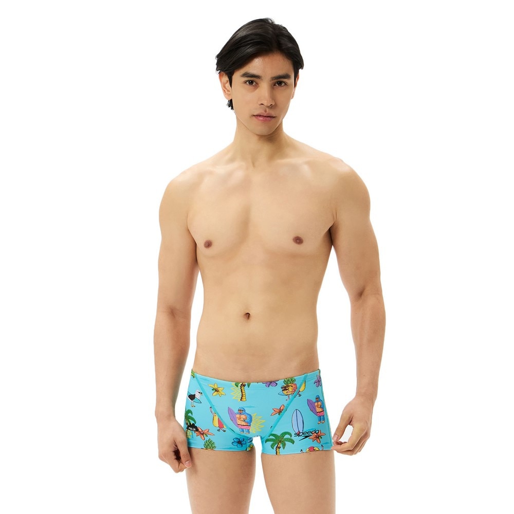 スピード（SPEEDO）（メンズ）競泳水着 メンズ 水泳 モルガターンズ ボックス ターコイズ S-Lサイズ ST52551MU TQ 練習用 トレーニング水着 総柄