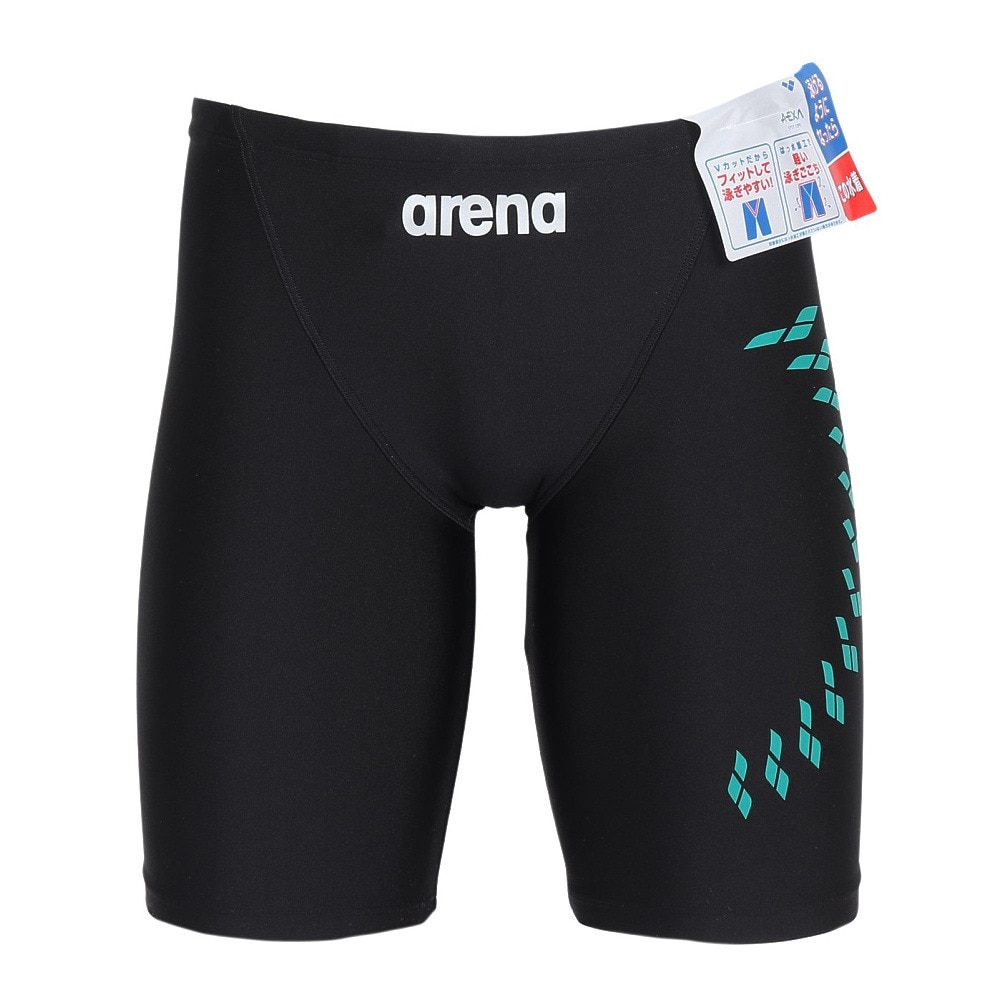アリーナ（ARENA）（メンズ）水着 メンズ 水泳 アクアエクサ フィットネススパッツ ハーフレッグ LAR-4301 BKGR ブラック グリーン