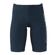 (メンズ)水着 水泳 エンボスルーズフィットジャマー  紺 M-LLサイズ NESSF006-N495 ウエスト調節可能 股下26センチ スイマー 練習用