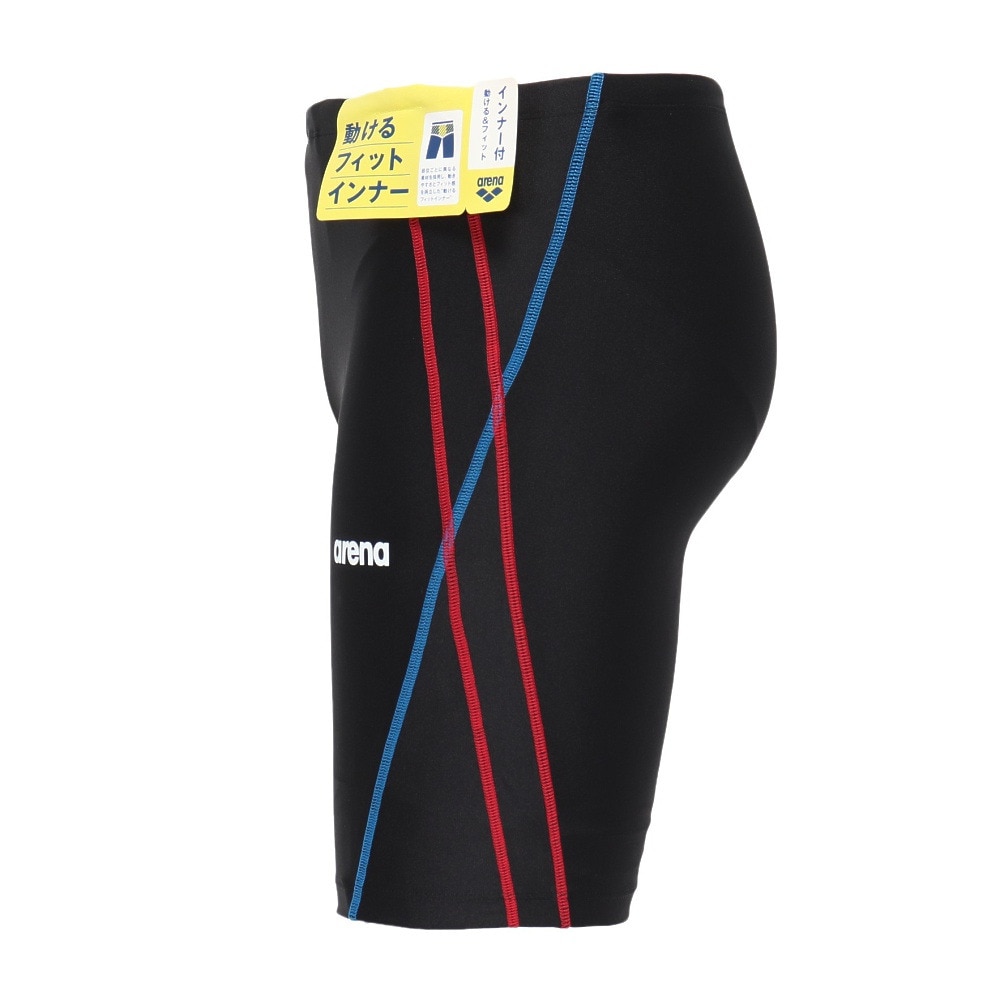 アリーナ（ARENA）（メンズ）水着 メンズ 水泳 フィットネススパッツ ハーフレッグ 黒×赤 S-3Lサイズ AS5SWF63M BKRD スイムウェア インナー付き