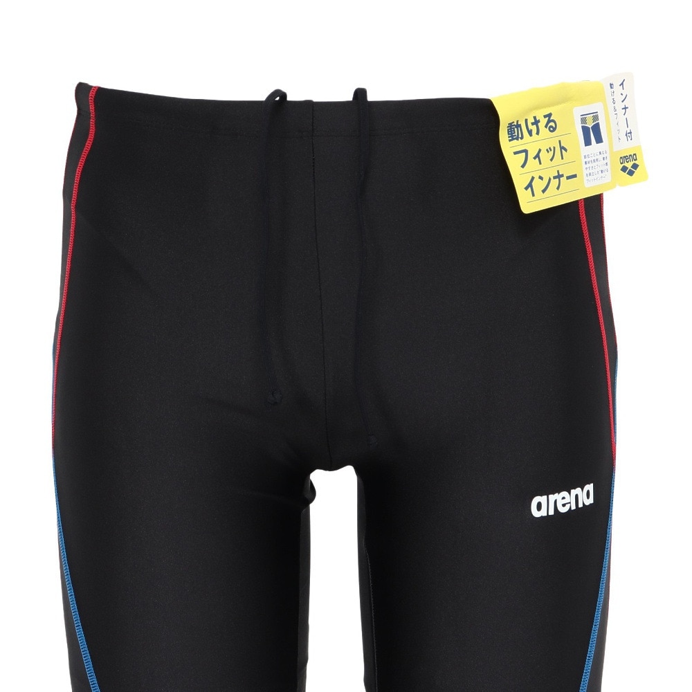 アリーナ（ARENA）（メンズ）水着 メンズ 水泳 フィットネススパッツ ハーフレッグ 黒×赤 S-3Lサイズ AS5SWF63M BKRD スイムウェア インナー付き