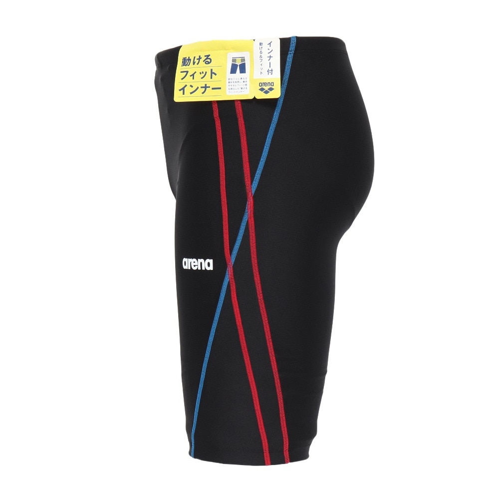 アリーナ（ARENA）（メンズ）水着 メンズ 水泳 フィットネススパッツ ハーフレッグ 黒×赤 4L-6Lサイズ AS5SWF64M BKRD スイムウェア 大きいサイズ
