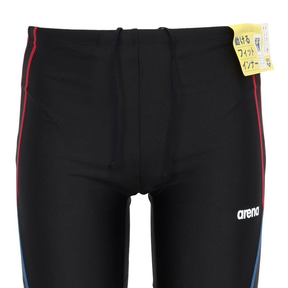 アリーナ（ARENA）（メンズ）水着 メンズ 水泳 フィットネススパッツ ハーフレッグ 黒×赤 4L-6Lサイズ AS5SWF64M BKRD スイムウェア 大きいサイズ