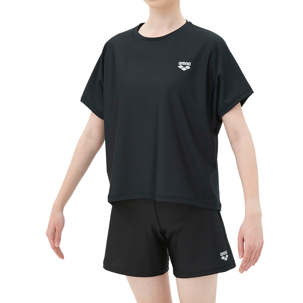 アリーナ（ARENA）（レディース）フィットネス水着 レディース 水泳 フィットネスセパレーツ Yバック・差し込みパッド 黒 M-LL AS5FWF97L BKBK 3点セット
