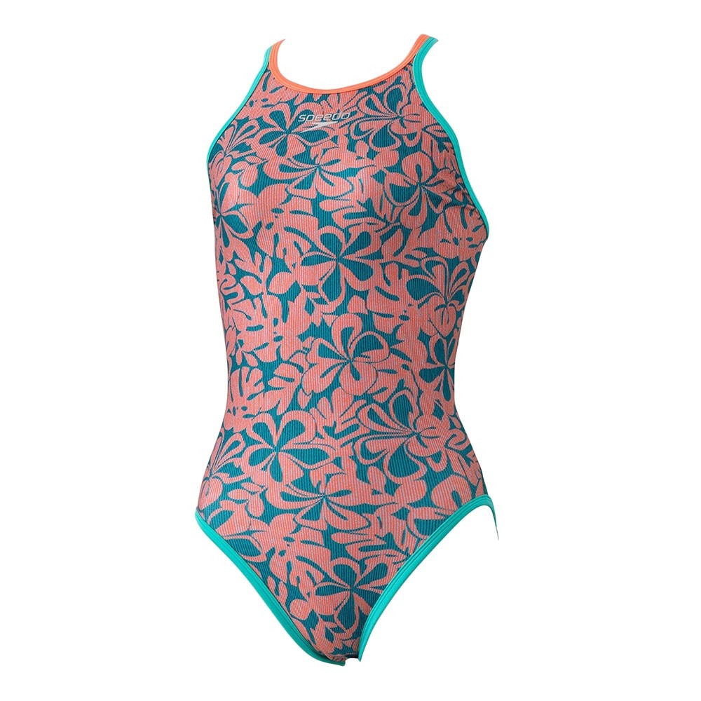 スピード（SPEEDO）（レディース）競泳水着 アロアロクローシェイターンズスーツ STW02507 GO グリーン×オレンジ