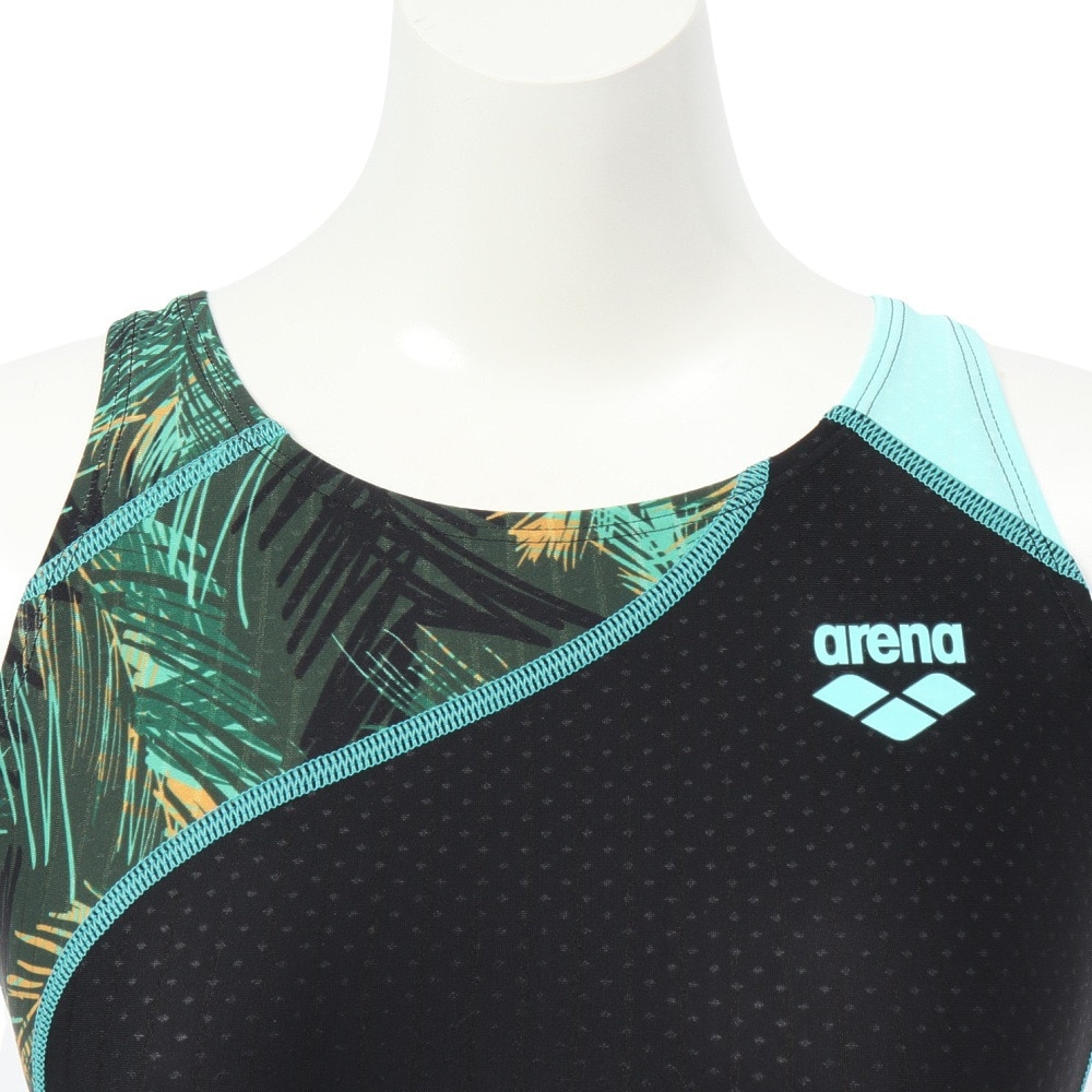 アリーナ（ARENA）（レディース）競泳水着 水泳 レーシングワンピーススパッツ WA承認モデル 黒×緑 S-3Lサイズ AS5SRC60L BKEM レーシング水着 公式大会