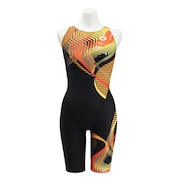 (レディース)競泳水着 レディース 水泳 レーシングワンピース スパッツ WA承認モデル S-3L AS5SRC64L BKOR ひざ上丈 大会 練習 撥水