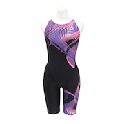 (レディース)競泳水着 水泳 レーシングワンピーススパッツ WA承認モデル M-Lサイズ AS5SRC64L BKPP ひざ上丈 大会 練習 レース 撥水