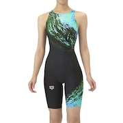 (レディース)競泳水着 レディース 水泳 ハーフスパッツ オープンバック 着やストラップ WA承認 AS5FRC68L BKBL
