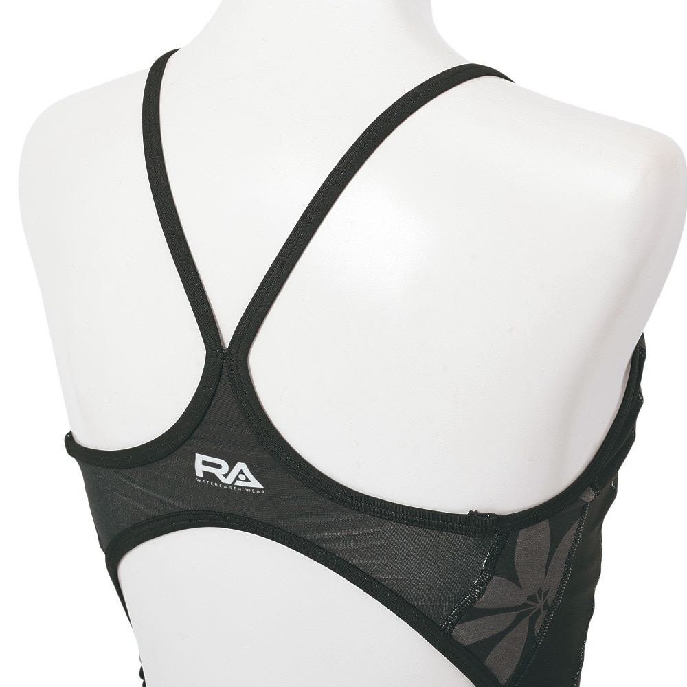 RA（RA）（レディース）フィットネス水着 水泳 H－バックオールインワン NIGHT LEAVES RA124-SNIGTP BK