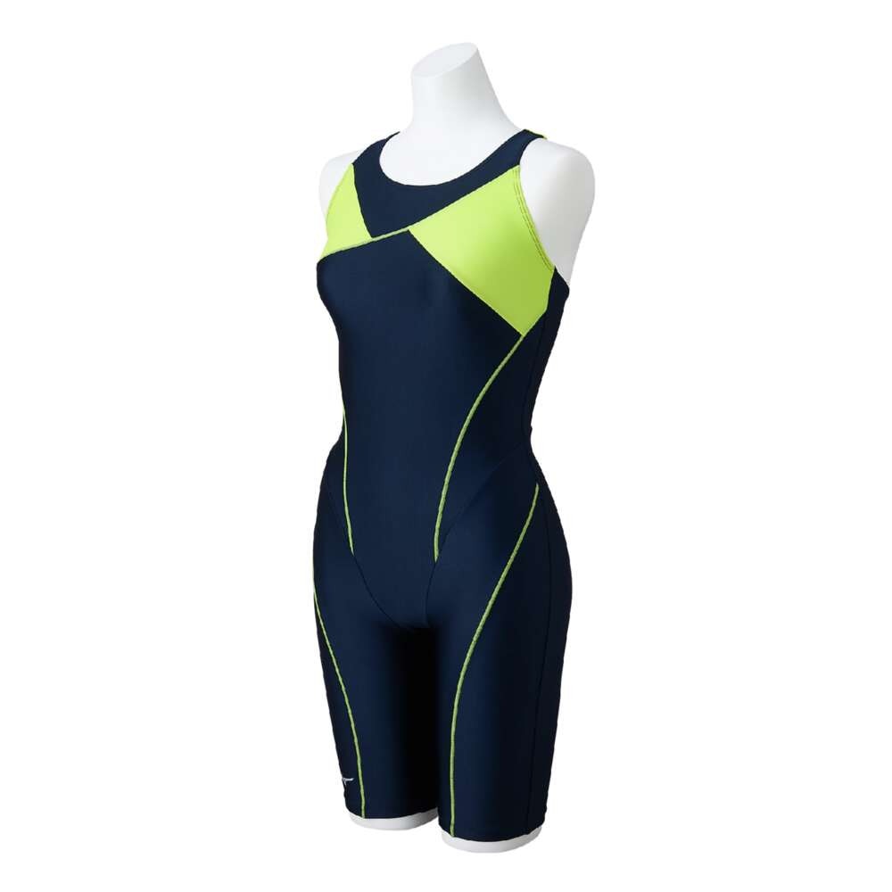 ミズノ（MIZUNO）（レディース）フィットネス水着 レディース 水泳 アクアフィットネス用 オールインワン N2JGB30183 ネイビー ライム