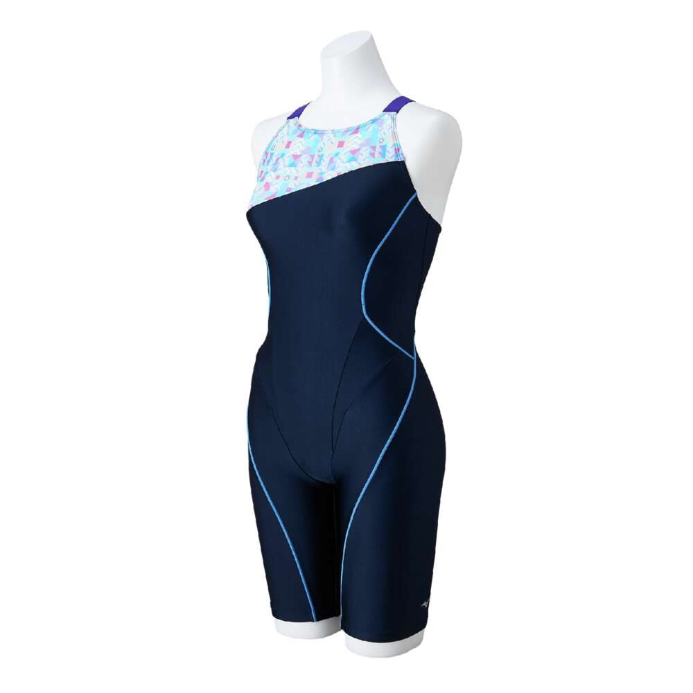 ミズノ（MIZUNO）（レディース）フィットネス水着 レディース 水泳 アクアフィットネス用 オールインワン N2JGB80681 ネイビー サックス