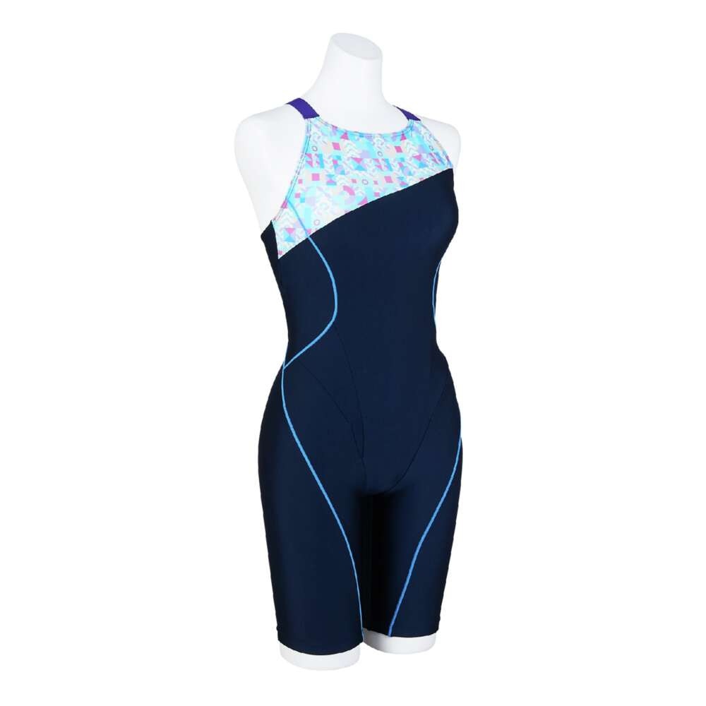 ミズノ（MIZUNO）（レディース）フィットネス水着 レディース 水泳 アクアフィットネス用 オールインワン N2JGB80681 ネイビー サックス