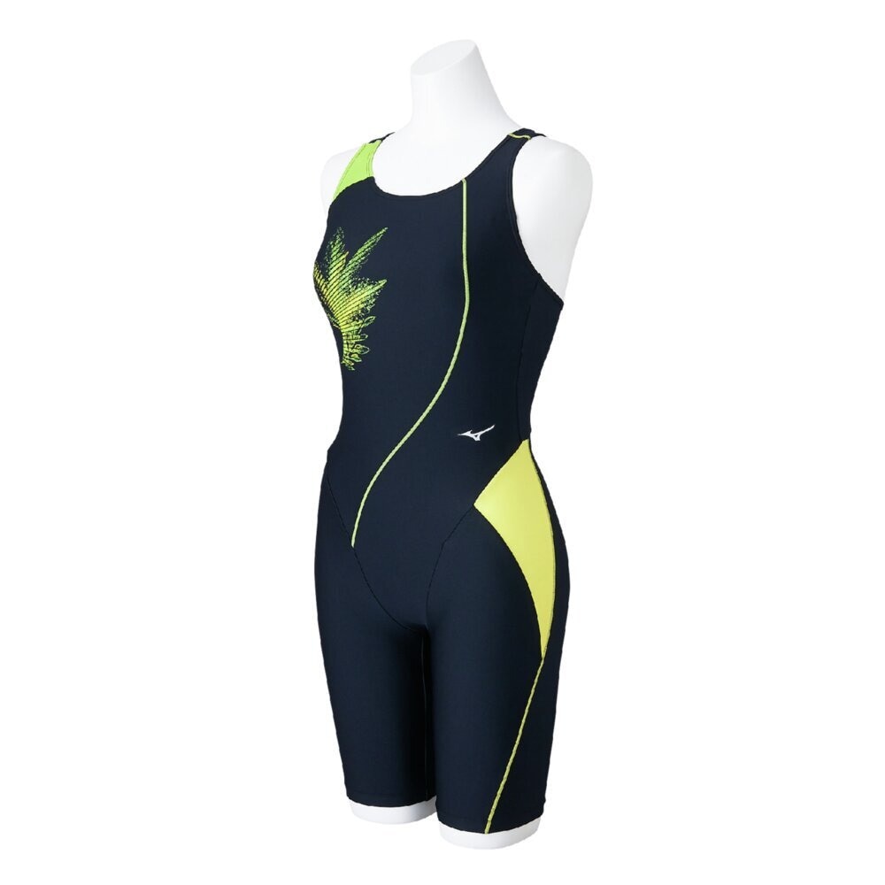 ミズノ（MIZUNO）（レディース）フィットネス水着 レディース 水泳 アクアフィットネス用オールインワン 黒×緑 S-LLサイズ N2JGC31093 スイムウェア 対塩素