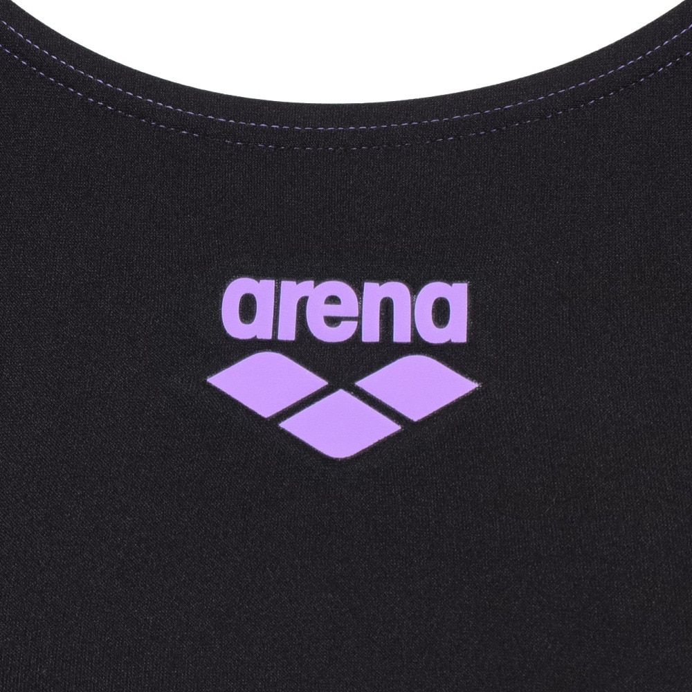 アリーナ（ARENA）（レディース）水着 フィットネスワンピーススパッツ 水泳 アクアエクサ 黒 紫 M-LLサイズ  AS5SWF00L BKPP ハーフレッグ丈