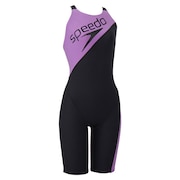 (レディース)フィットネス水着 レディース 水泳 パネル ターンズニースキン 紫 S-LLサイズ STW12503 ML スパッツタイプ 練習用