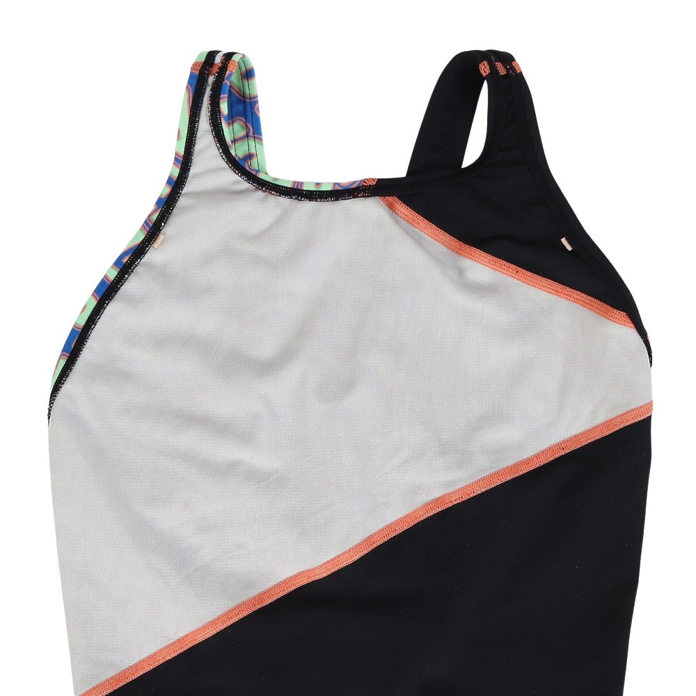 スピード（SPEEDO）（レディース）フィットネス水着 水泳 ウェーブ ロゴ ターンズパズルミニオープンバックニースキン 黒×ライム S-LLサイズ STW12515G LM