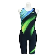 (レディース)フィットネス水着 レディース 水泳 アクアエクサ フィットネスワンピース スパッツ AS5FWF07L NVGR