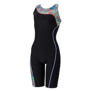 (レディース)フィットネス水着 レディース 水泳 アシンメトリー ルースンニースキン M-LLサイズ 水色 SFW12565 MN オールインワン