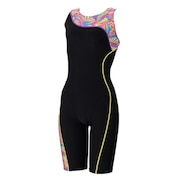 (レディース)フィットネス水着 レディース 水泳 アシンメトリー ルースンニースキン M-LLサイズ 紫 SFW12565 PU オールインワン