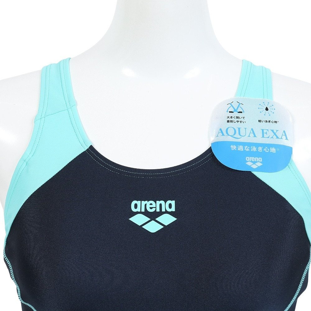 アリーナ（ARENA）（レディース）フィットネス水着 レディース 水泳 アクアエクサ フィットネスワンピース スパッツ 紺×緑 S-3L AS5SWF00L NVEM