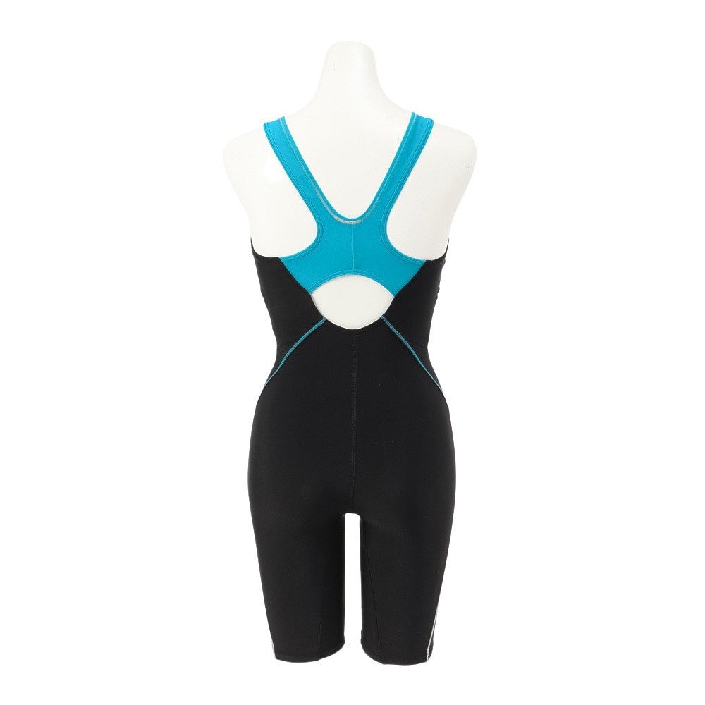 スピード（SPEEDO）（レディース）フィットネス水着 レディース 水泳 ルースンニースキン 黒×青 S-LLサイズ SFW12592Z KQ 撥水 UVカット 