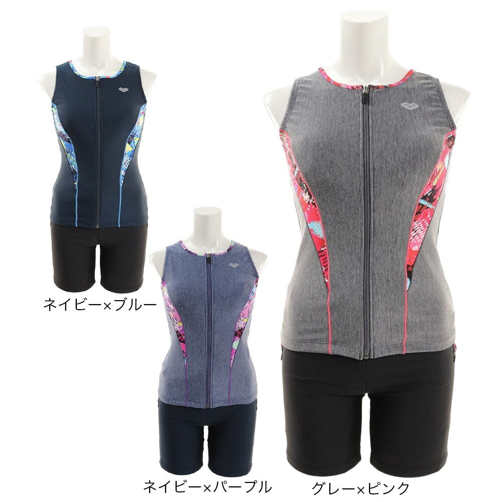 アリーナ（ARENA）（レディース）フィットネス水着 レディース 水泳 すらっとセパ 大きめカラースナップ付きセパレーツ LAR-1243W MKPK