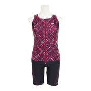 フィラ（FILA）（レディース）フィットネス水着 レディース 水泳 総柄ボーダーフルジップセパレート 312-207WIN