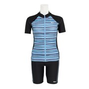 フィラ（FILA）（レディース）フィットネス水着 レディース 水泳 ボーダー袖付フルジップ セパレート水着 312-208BL