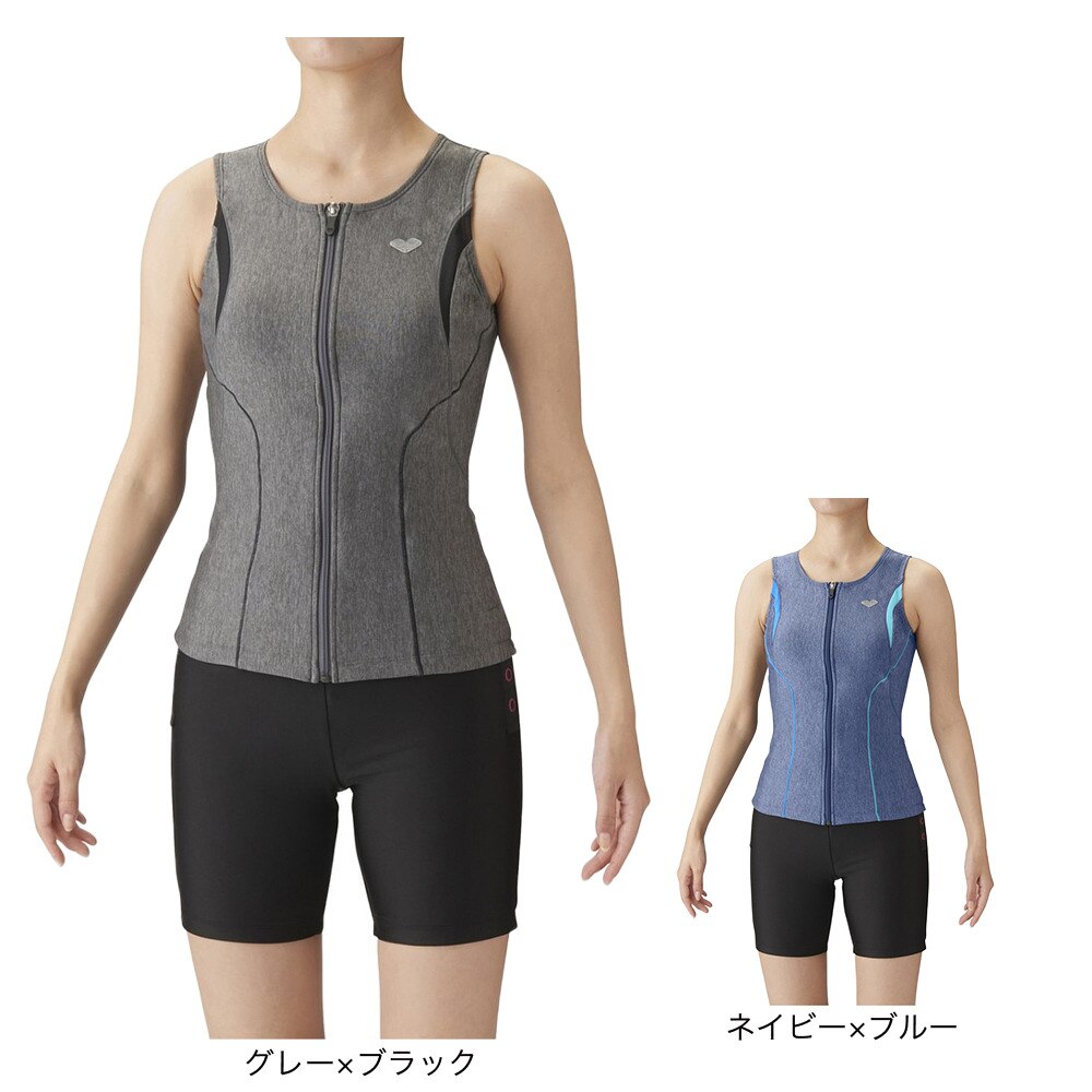 アリーナ（ARENA）（レディース）フィットネス水着 レディース 水泳 大きめカラースナップ付きセパレーツ LAR-3241W MNBU