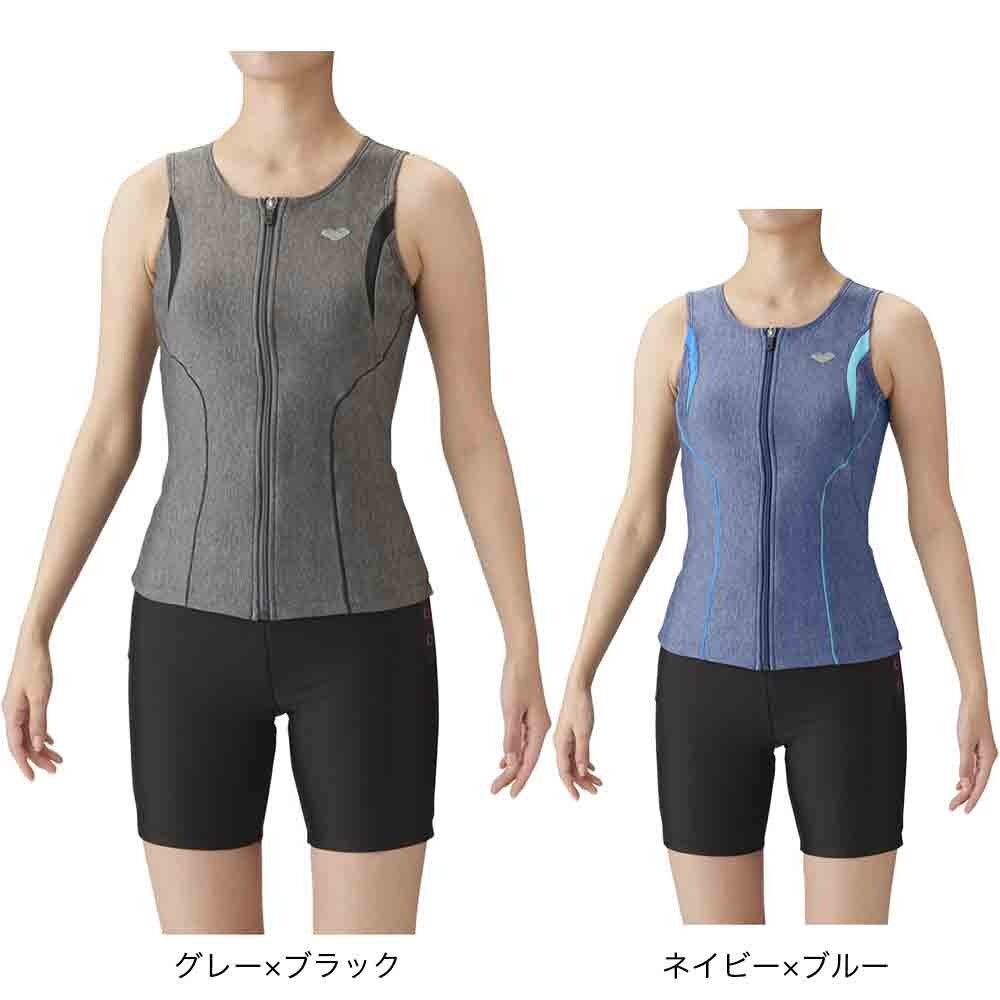 アリーナ（ARENA）（レディース）フィットネス水着 レディース 水泳 大きめカラースナップ付きセパレーツ LAR-3241WE MKBK