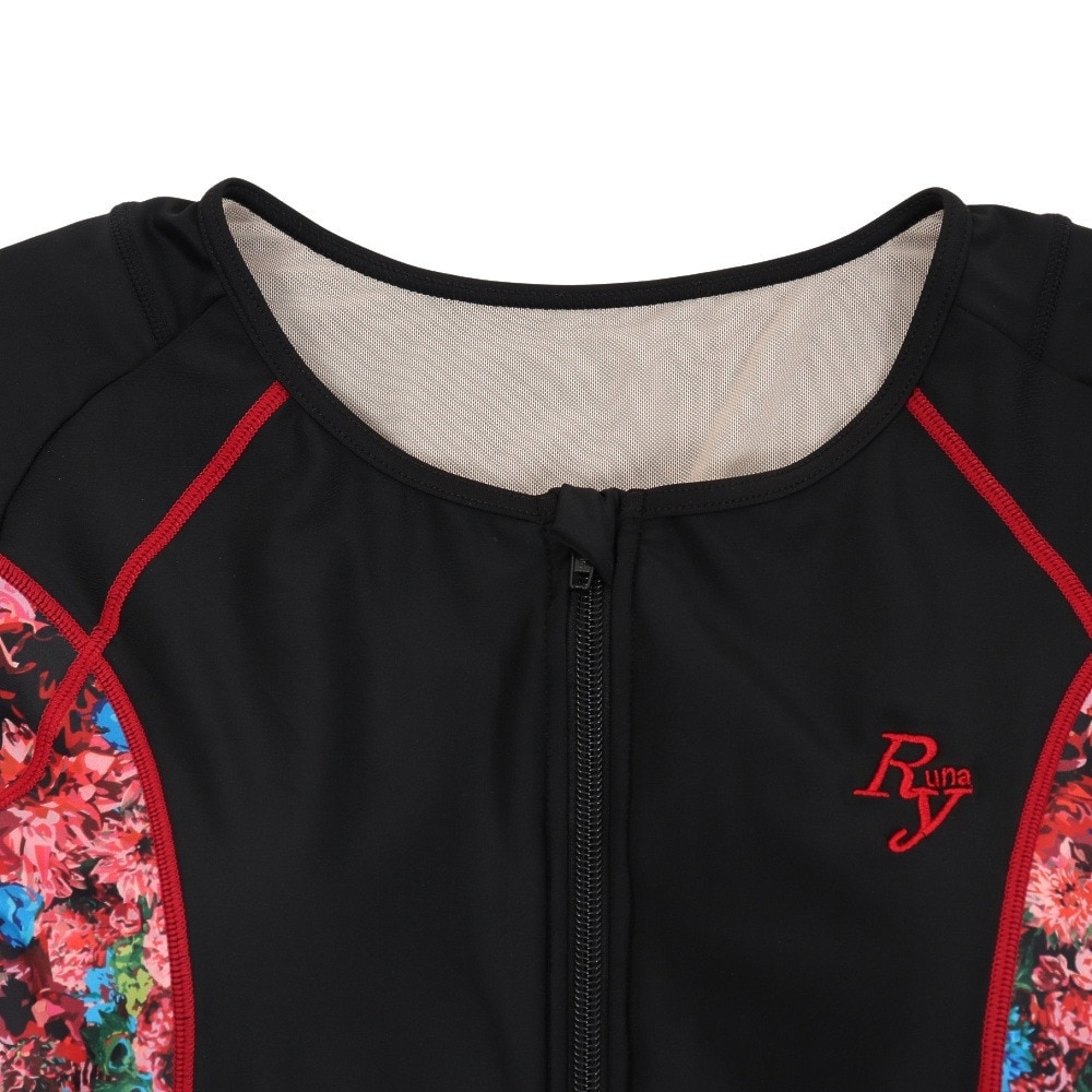 リュウナ（Ryuna）（レディース）フィットネス水着 レディース 水泳 サイド花柄 半袖gR2214FB RD