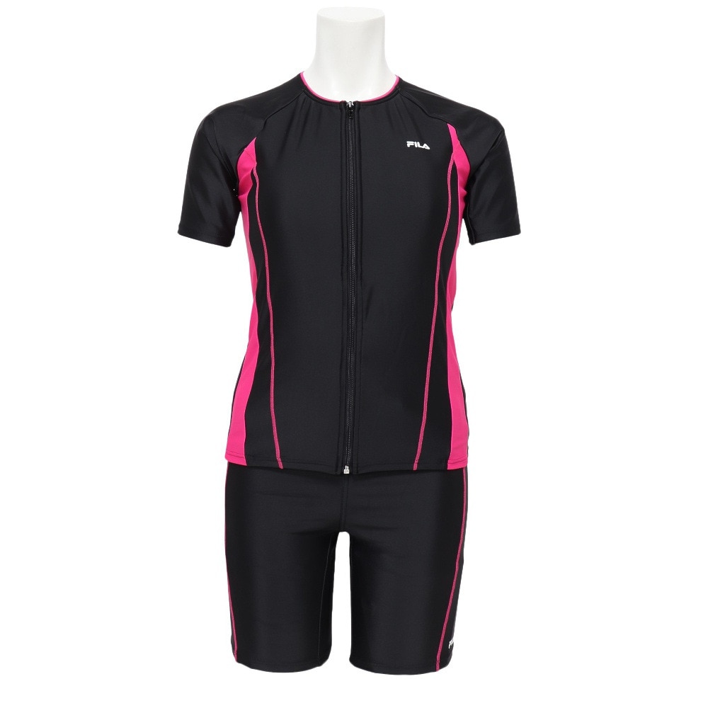フィラ（FILA）（レディース）フィットネス水着 レディース 水泳 配色袖付フルジップセパレート水着 3132035-BPK