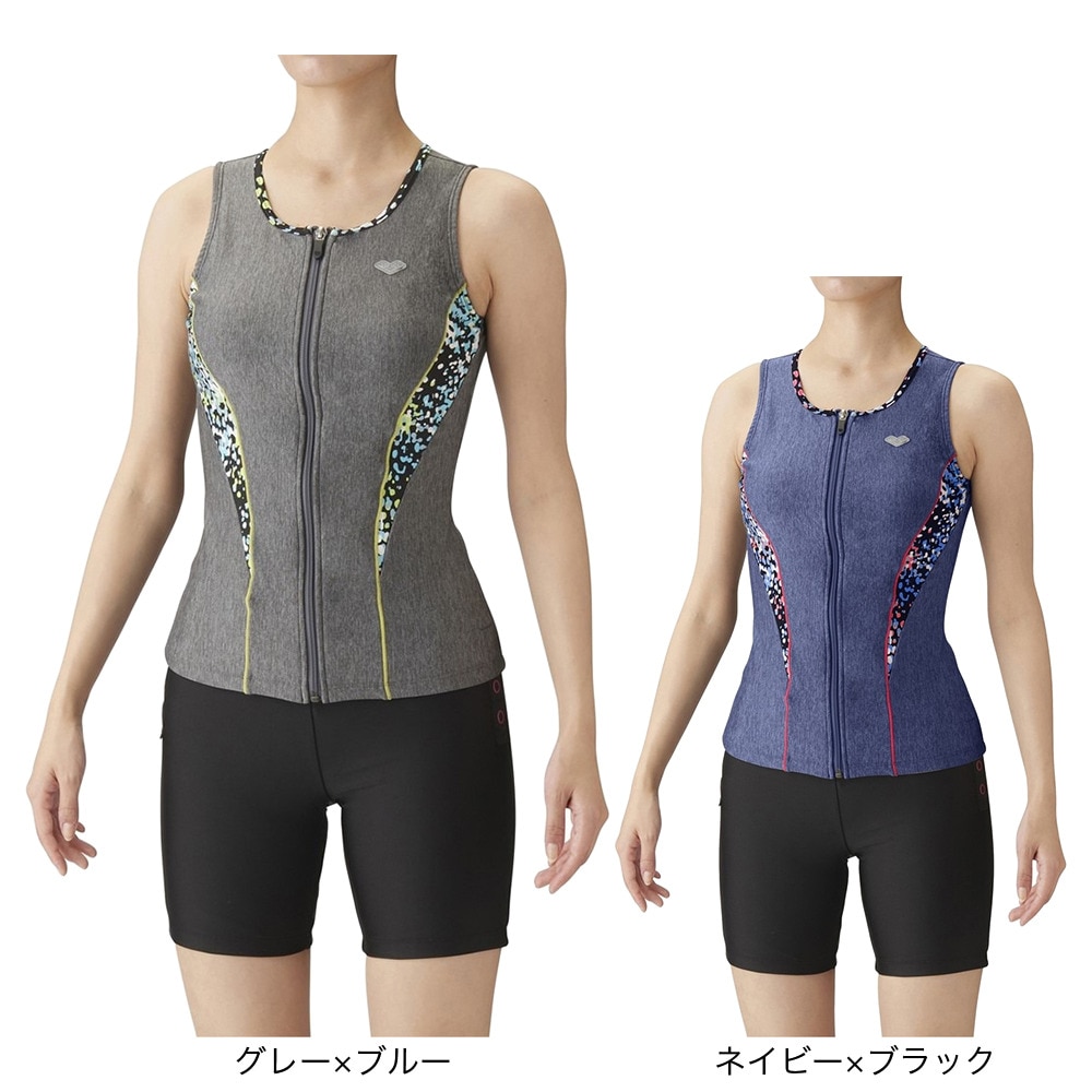 アリーナ（ARENA）（レディース）フィットネス水着 レディース 水泳 大きめカラースナップ付きセパレーツ LAR-3243W MKBU