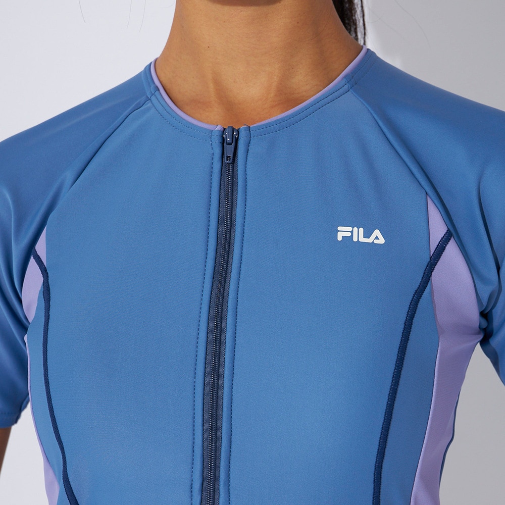 フィラ（FILA）（レディース）フィットネス水着 レディース 水泳 FILA 配色袖付フルジップセパレート 3132035-BL
