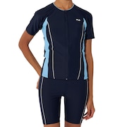 (レディース)フィットネス水着 レディース 水泳 FILA 配色袖付フルジップセパレート 3132035-NV