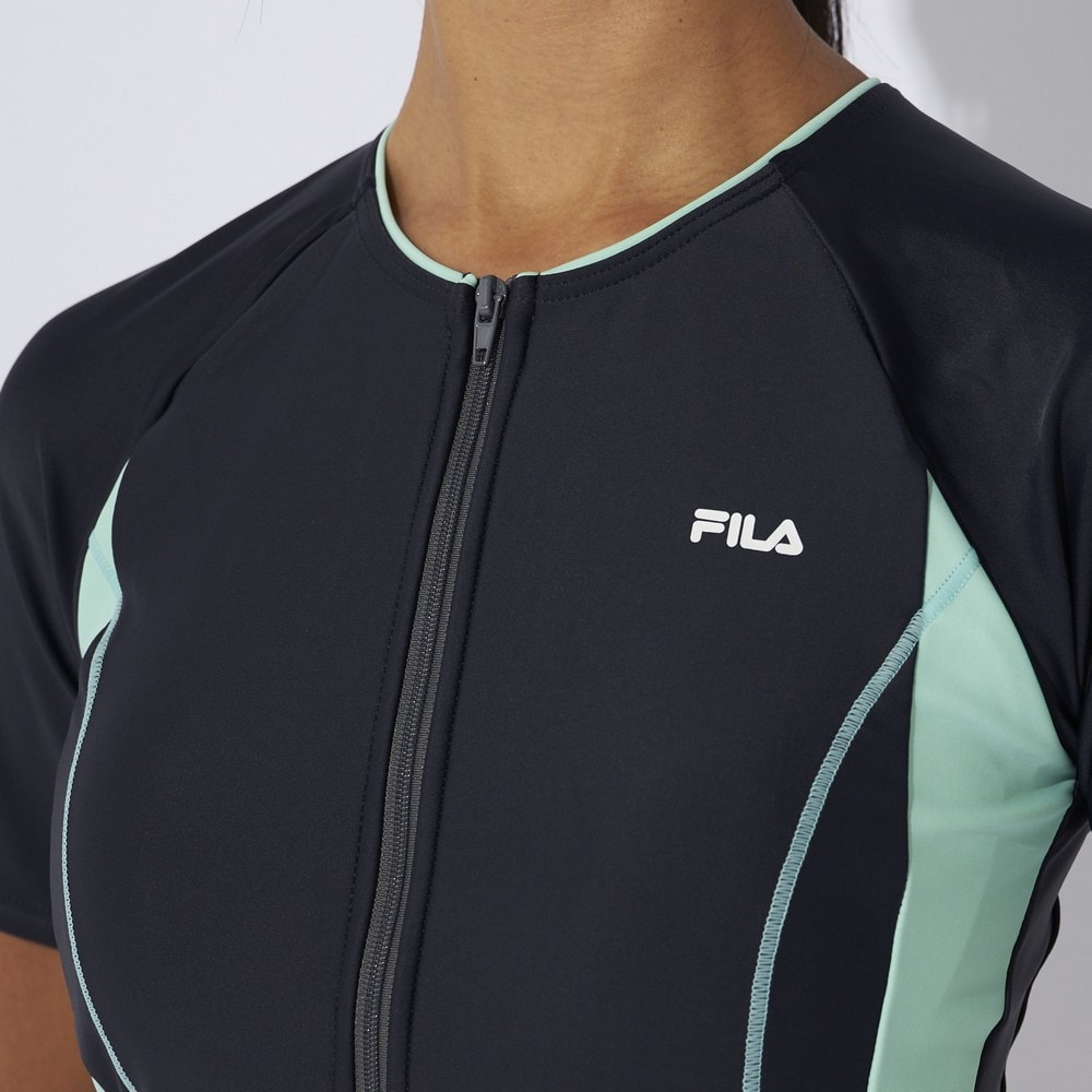 フィラ（FILA）（レディース）フィットネス水着 レディース 水泳 配色袖付フルジップセパレート 大寸 3132036-GMT