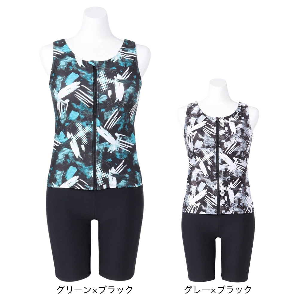 ラシェロ（LACIELO）（レディース）フィットネス水着 レディース 水泳 幾何学プリントセパレート LAS2408GRN