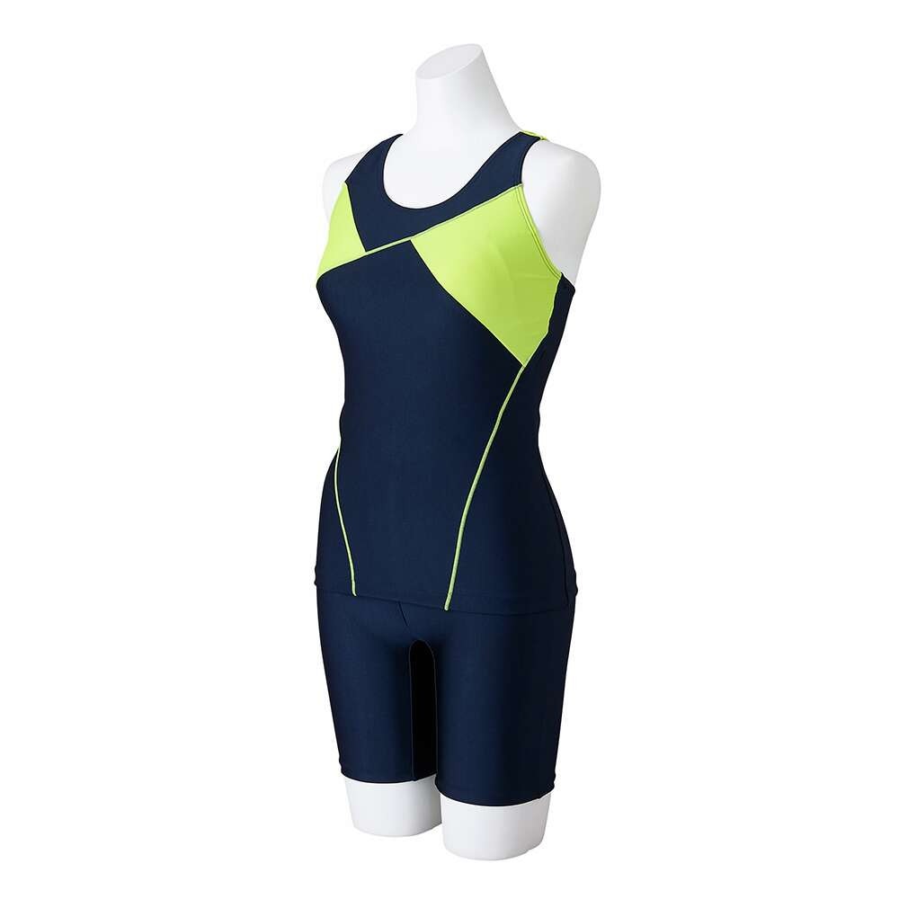 ミズノ（MIZUNO）（レディース）フィットネス水着 レディース 水泳 アクアフィットネス用 セパレーツ N2JGB31483 ブラック ライム