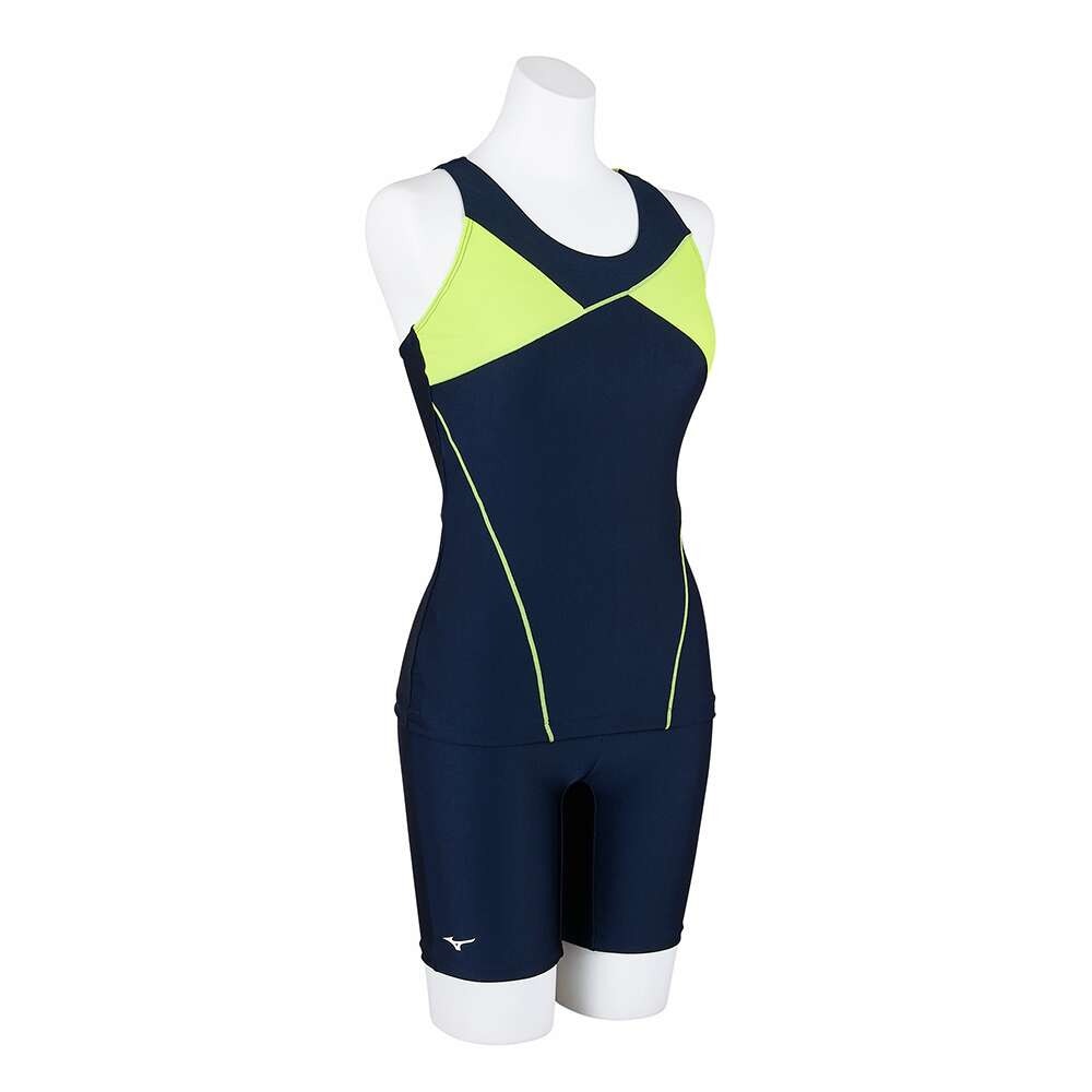 ミズノ（MIZUNO）（レディース）フィットネス水着 レディース 水泳 アクアフィットネス用 セパレーツ N2JGB31483 ブラック ライム