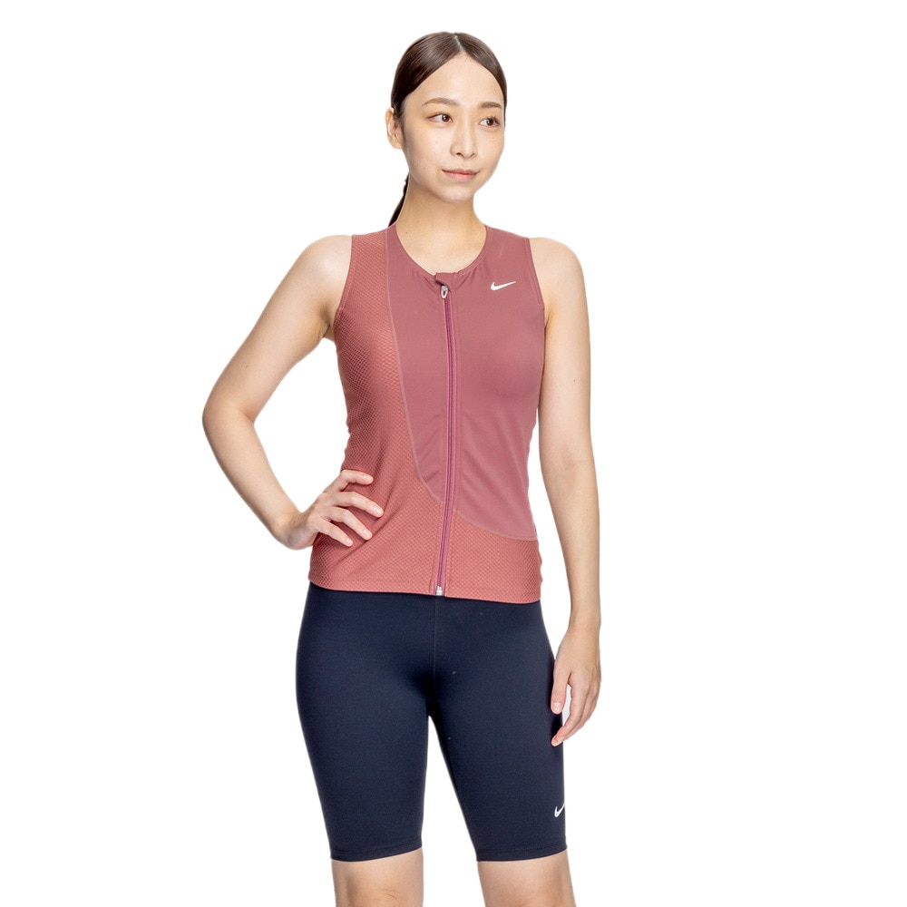 ナイキ（NIKE）（レディース）フィットネス水着 レディース 水泳 ジップ付き袖なしセパレーツ 2993124-014