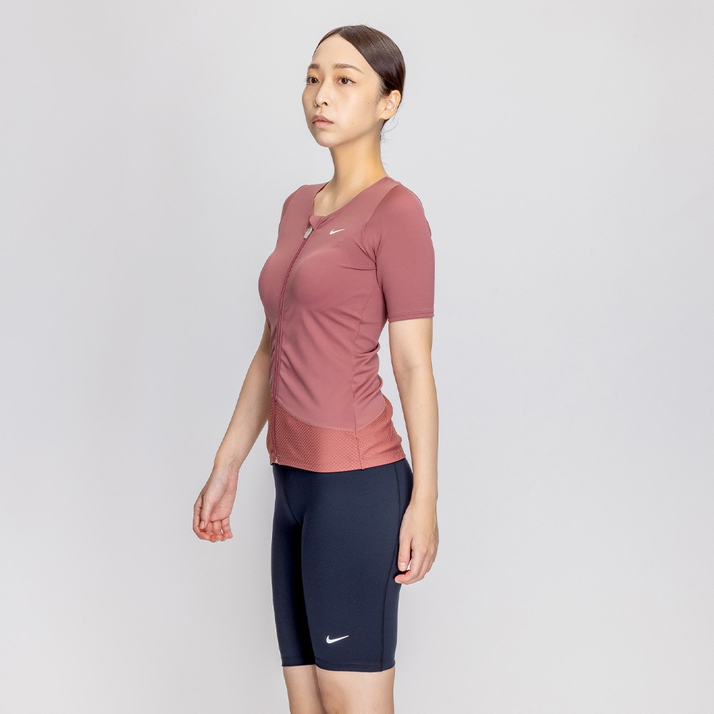 ナイキ（NIKE）（レディース）フィットネス水着 レディース 水泳 ジップ付き半袖セパレーツ 2993125-014