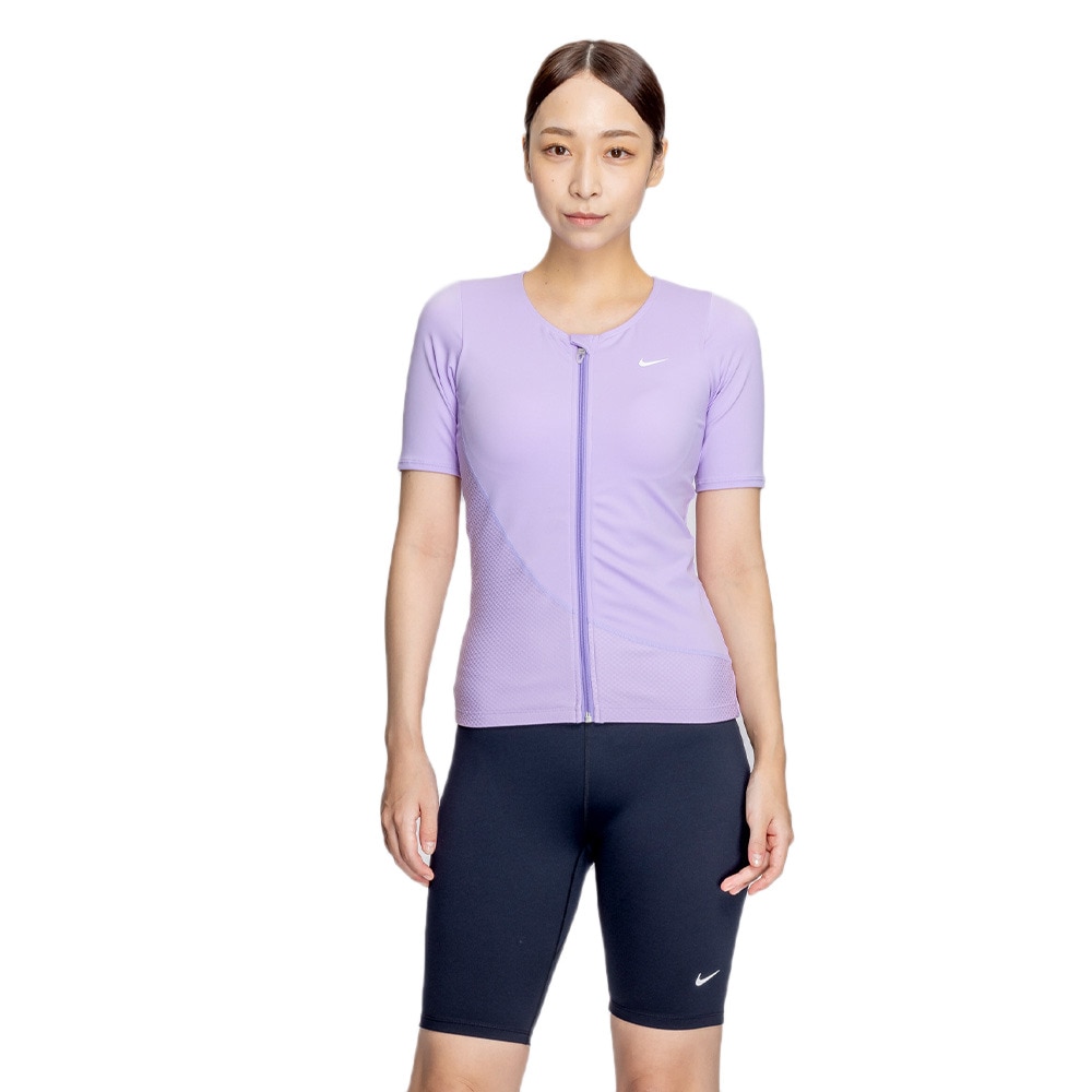 ナイキ（NIKE）（レディース）フィットネス水着 レディース 水泳 ジップ付き半袖セパレーツ 2993125-024