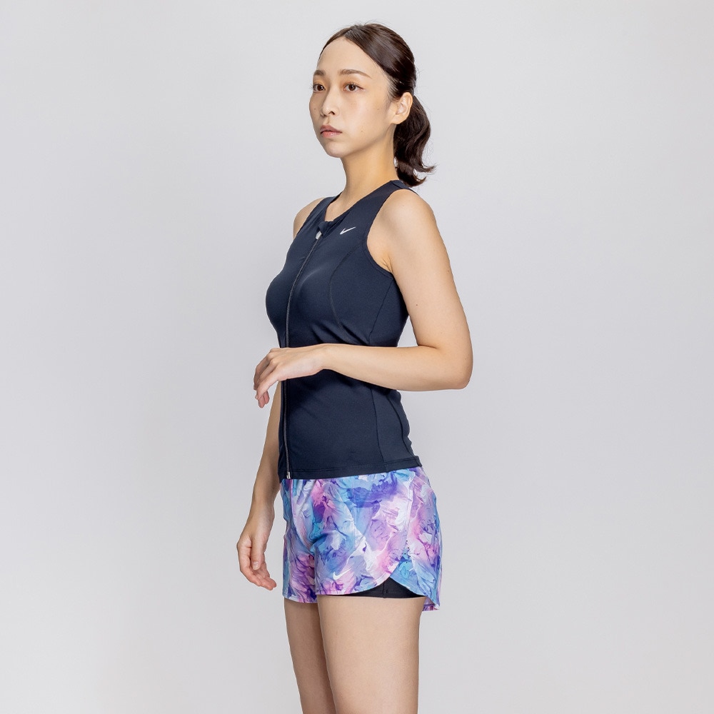 ナイキ（NIKE）（レディース）フィットネス水着 レディース 水泳 SP25 ジップ付き袖なし総柄2in1パンツセパレーツ 2993128-132