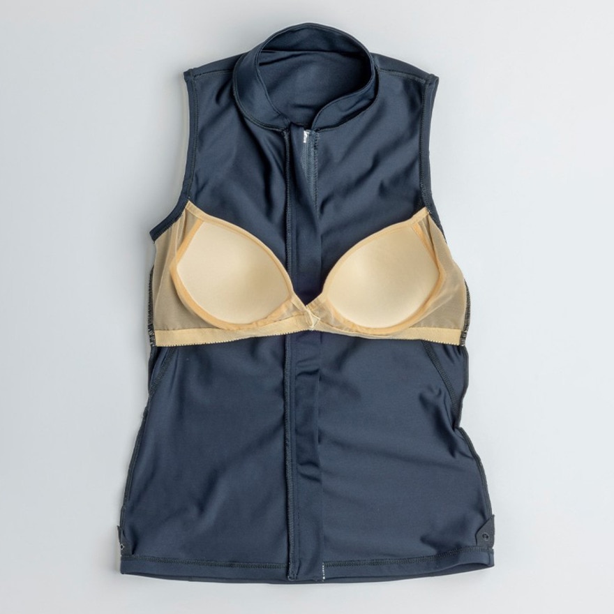 ナイキ（NIKE）（レディース）フィットネス水着 レディース 水泳 ジップ付き袖なしゆったりシルエット総柄2in1パンツセパレーツ 2993129-018