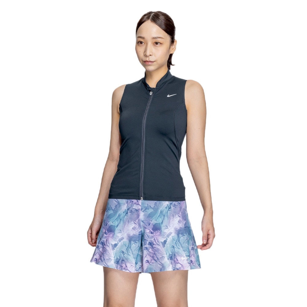 ナイキ（NIKE）（レディース）フィットネス水着 レディース 水泳 ジップ付き袖なしゆったりシルエット総柄2in1パンツセパレーツ 2993129-018