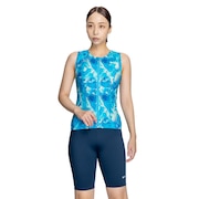 (レディース)フィットネス水着 レディース 水泳 総柄ジップ付き袖なしセパレーツ 2993130-010
