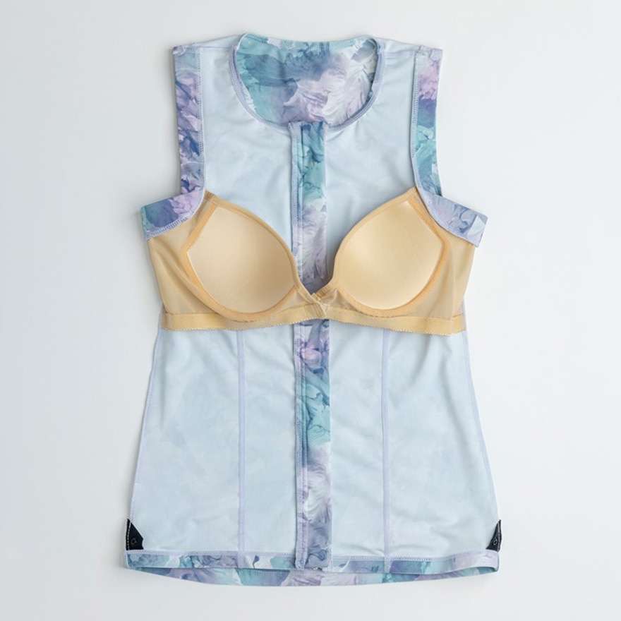 ナイキ（NIKE）（レディース）フィットネス水着 レディース 水泳 総柄ジップ付き袖なしセパレーツ 2993130-018