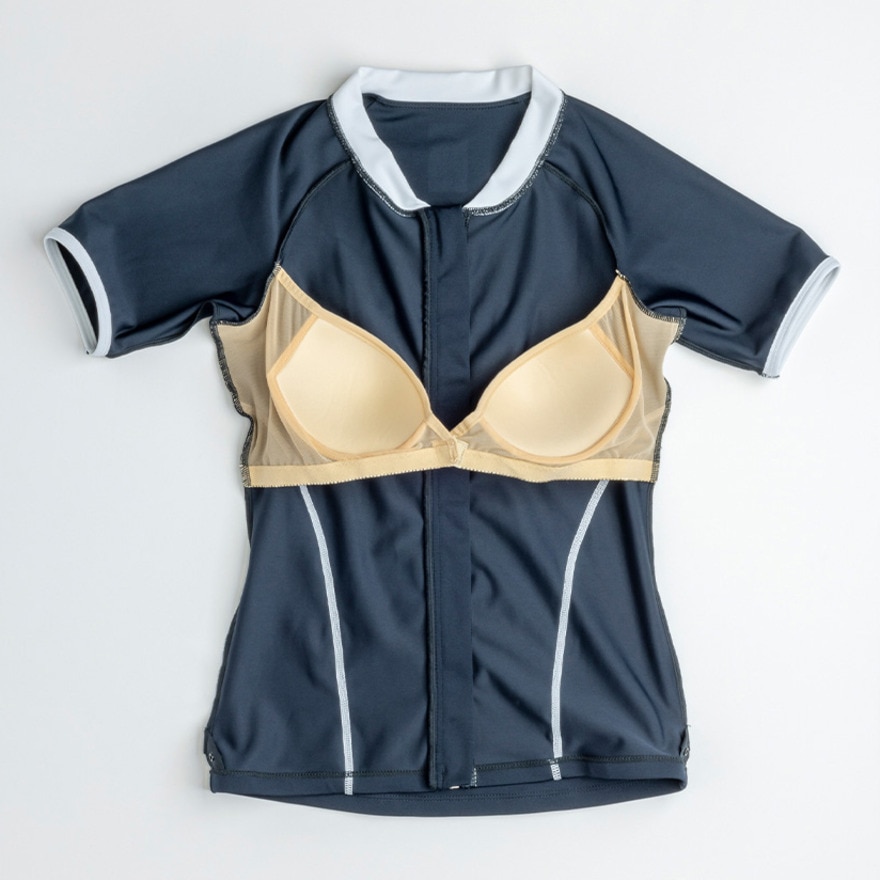 ナイキ（NIKE）（レディース）フィットネス水着 レディース 水泳 SU25 ジップ付き半袖セパレーツ 2993136-009