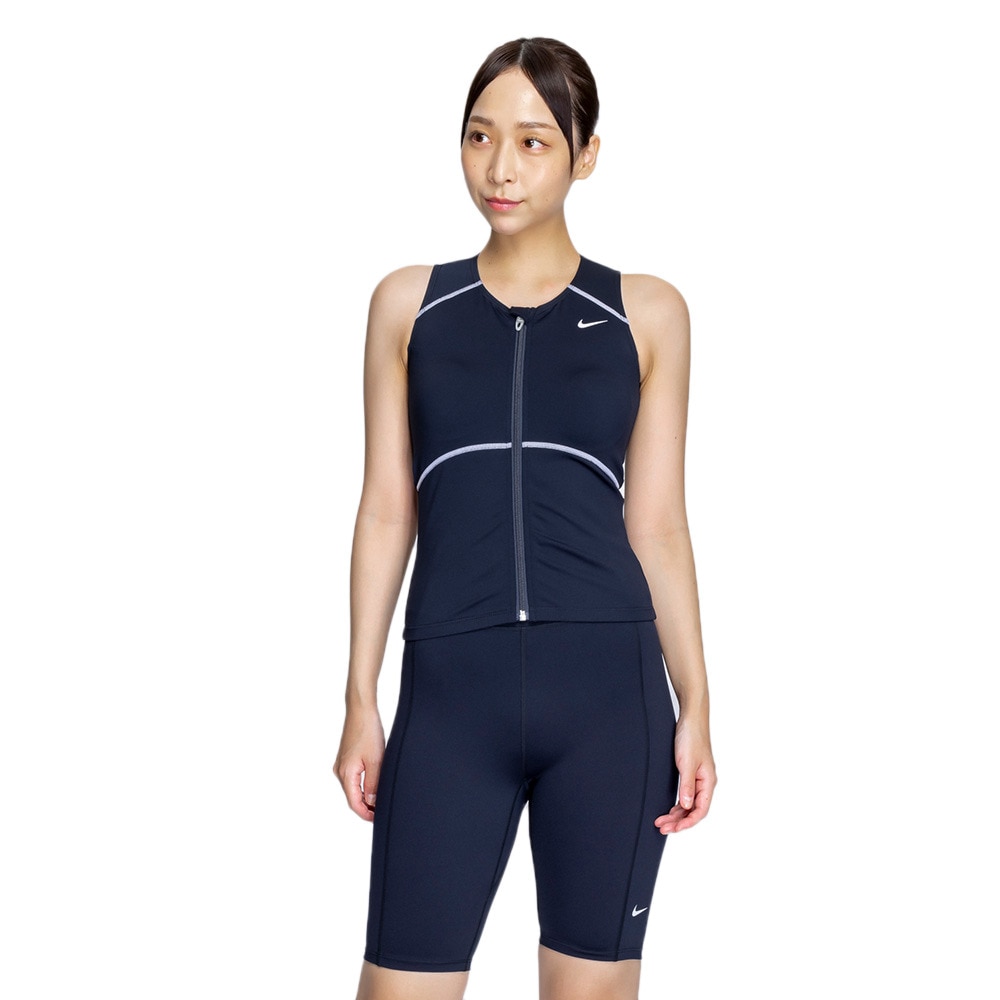 ナイキ（NIKE）（レディース）フィットネス水着 レディース 水泳 SU25 クロップドジップ付き袖なしセパレーツ 2993137-009